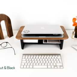 Wooden Monitor Stand, Desk Shelf With Storage, Oak Or Walnut Riser, Engraved For Office Organization - thumbnail 3