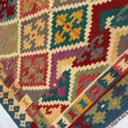 Handwoven Afghan Chobi Kilim Rug Tribal Wool Flatweave, 6.5x9.6 Ft - thumbnail 4
