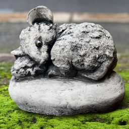 Stone Sleeping Mouse Concrete Figurine Garden Decor Sleeping Animal Statue Rodent Ornament Handcrafted Decoration Gift - thumbnail 3