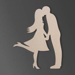 Kissing Couple Wooden Cutout Unfinished Mdf Wall Art - thumbnail 2