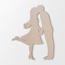 Kissing Couple Wooden Cutout Unfinished Mdf Wall Art - thumbnail 3