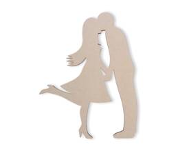 Kissing Couple Wooden Cutout Unfinished Mdf Wall Art - thumbnail 1