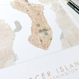 Mercer Island Washington Map Watercolor Wash - Art Print Seattle Lake Wedding Wall Bellevue Realtor Moving Gift - thumbnail 2