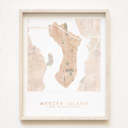 Mercer Island Washington Map Watercolor Wash - Art Print Seattle Lake Wedding Wall Bellevue Realtor Moving Gift - thumbnail 1