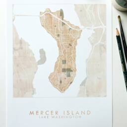 Mercer Island Washington Map Watercolor Wash - Art Print Seattle Lake Wedding Wall Bellevue Realtor Moving Gift - thumbnail 3