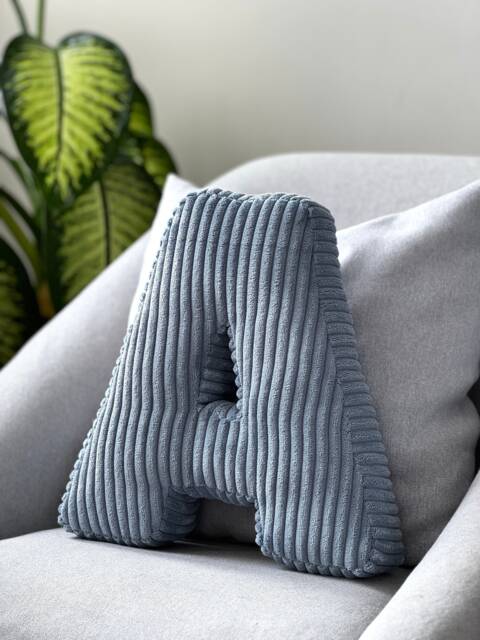 Jeans Alphabet Letter Pillow - Initial Corduroy Nursery Baby Room Decor - image 1