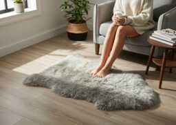Genuine Green Sheepskin Rug - Soft Fluffy Fur Accent Throw Refurbished Wool Home Decor - thumbnail 1