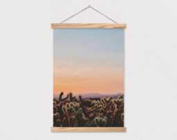 37 Inch Poster Hanger-Desert At Dusk Canvas Print With Wood Hanger-Adventurer-Gift For Her-Gift For Him-Cactus - thumbnail 1