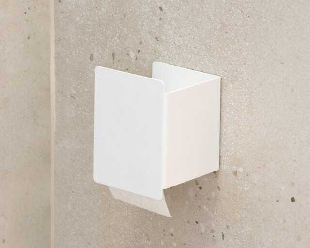 White Toilet Paper Holder, Modern Minimalist Bathroom Storage, No Drilling Toilet Roll Currato - image 1