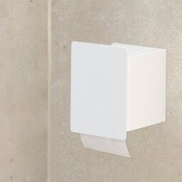White Toilet Paper Holder, Modern Minimalist Bathroom Storage, No Drilling Toilet Roll Currato - thumbnail 3