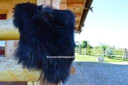 Black Icelandic Dyed Genuine Sheepskin Lambskin Sheep Skin Rug Pelt Long Wool Soft Throw, Schaffell, Hygge - thumbnail 1