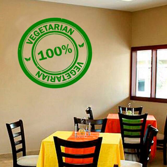 Vegan Restaurant Wall Decal 100% Vegetarian Vinyl Sticker 1845 - image 1