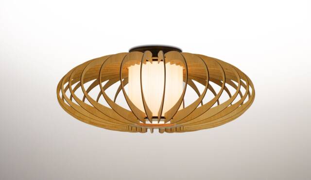 Ellipse Plywood Flush Mount Ceiling Light Modern Wood Pendant - image 1