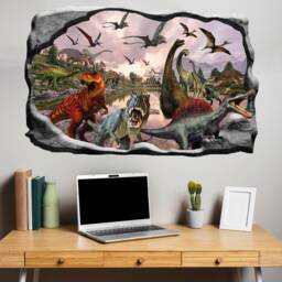 Dinosaurs Old World Lake Wall Sticker Art Mural Poster Decal Room Office Nursery Decor Id636 - thumbnail 1