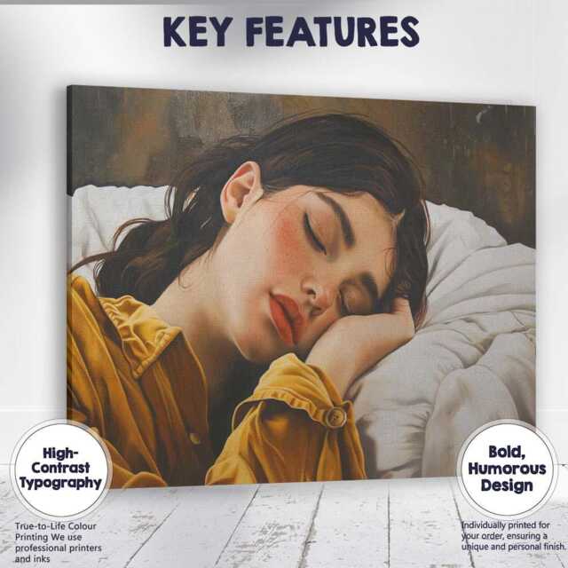 Sleeping Freckled Girl Realistic Portrait Painting Canvas Wall Art Print Decor Picture Ready To Hang - image 1