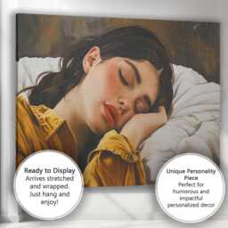 Sleeping Freckled Girl Realistic Portrait Painting Canvas Wall Art Print Decor Picture Ready To Hang - thumbnail 3