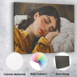 Sleeping Freckled Girl Realistic Portrait Painting Canvas Wall Art Print Decor Picture Ready To Hang - thumbnail 2