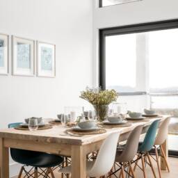 Solid Rustic Pine Wood Chunky Square Leg 10 Seater Dining Table in Weathered Oak Finish. Handmade Any Size, Rustic, Farmhouse, Industrial - thumbnail 2
