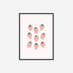 Cute Strawberries Print - Minimalist Boho Prints, Dining Room Colourful Wall Art, Kitchen Gallery Print, A5 A4 A3 - thumbnail 2