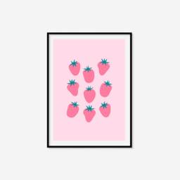 Cute Strawberries Print - Minimalist Boho Prints, Dining Room Colourful Wall Art, Kitchen Gallery Print, A5 A4 A3 - thumbnail 3