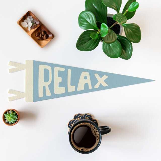Relax Felt Pennant - Vintage Camp Banner, Inspirational Surf Life Home Decor, Beach House Retro Wall Art, Easy Living Accent Gift - image 1