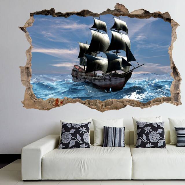 Pirate Ship Wall Decal Sticker Mural Poster Print Art Kids Bedroom Home Decor Gt3 - image 1