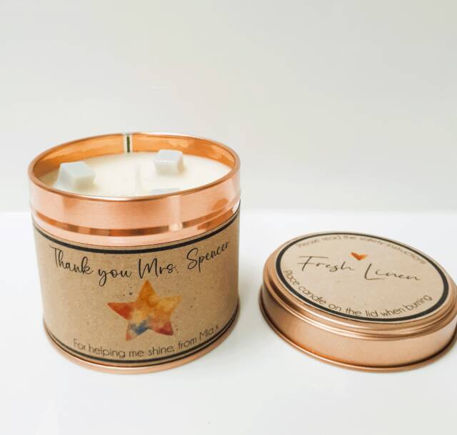 Teacher Candle - Thank You Gift Personalised With Names Handmade