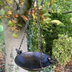 Metal Hanging Bird Bath Feeder Garden Ornament - thumbnail 2