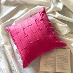 "Faux Suede Textured Pintuck Throw Pillow Cover, 16""x16" - thumbnail 3