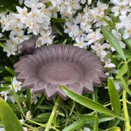 Small Bird Feeder Flower Stake - Dish Table Birdbath Cast Iron Garden Gift Ornament - thumbnail 3
