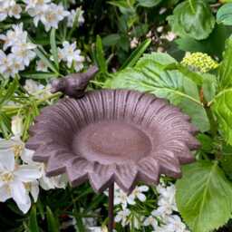 Small Bird Feeder Flower Stake - Dish Table Birdbath Cast Iron Garden Gift Ornament - thumbnail 2