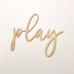 Play Wooden Wall Sign - Perfect Children's Playroom Decor Ideal For Bedroom, Nursery, Or Room Interior Art - thumbnail 1