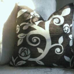 SaleBeautiful Decorative Pillow Cover20x20Designer FabricThrow Pillow Chocolate Brown /Cream -Cotton /Chenile - thumbnail 4
