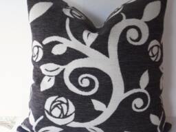 SaleBeautiful Decorative Pillow Cover20x20Designer FabricThrow Pillow Chocolate Brown /Cream -Cotton /Chenile - thumbnail 1