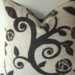 SaleBeautiful Decorative Pillow Cover20x20Designer FabricThrow Pillow Chocolate Brown /Cream -Cotton /Chenile - thumbnail 2