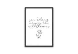 Wildflower Quote Print Minimalist Black & White Home Decor - thumbnail 1