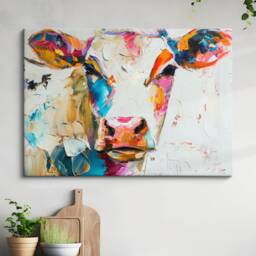 Cow Abstract Pastel Oil Painting Framed Print & Canvas Large Luxury Animal Wall Art Poster Home Decor Interior Lover Gifts - thumbnail 1