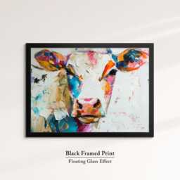 Cow Abstract Pastel Oil Painting Framed Print & Canvas Large Luxury Animal Wall Art Poster Home Decor Interior Lover Gifts - thumbnail 2