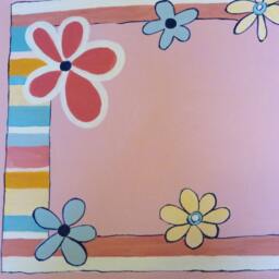 Floorcloth Pink Flowers Floor Cloth Painted Rug Charming Mat - thumbnail 3