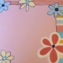 Floorcloth Pink Flowers Floor Cloth Painted Rug Charming Mat - thumbnail 2