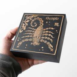 Scorpio Zodiac Engraved Birch Wood Panel - Block Print Style Wall Art, Astrology Sign Illustration, Astrological Decor Gift - thumbnail 3