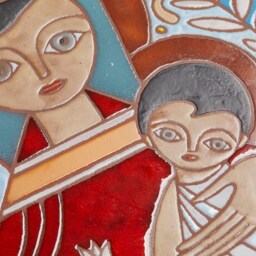 Virgin Mary Embracing Jesus Ceramic Tile Wall Art Motherhood Mother Of Colorful Hanging Meaningful Gift Panagia Myrtidiotissa Religion - thumbnail 2