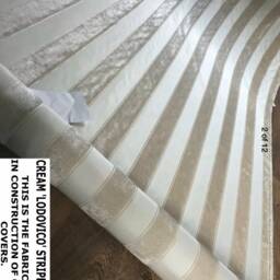 Cream Striped Velvet Cushion Cover. Neutral Throw Pillow, Luxury Cushions Made To Order. Envelope Fit. With Or Without Bullion Trim - thumbnail 3