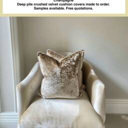 Cream Striped Velvet Cushion Cover. Neutral Throw Pillow, Luxury Cushions Made To Order. Envelope Fit. With Or Without Bullion Trim - thumbnail 4