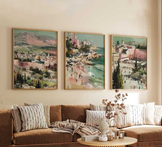 Set Of 3 Israel Posters, Middle East Travel Wall Art, Landscape Print Set, Modern Artwork, Cultural Home Decor, Mediterranean Style - image 1