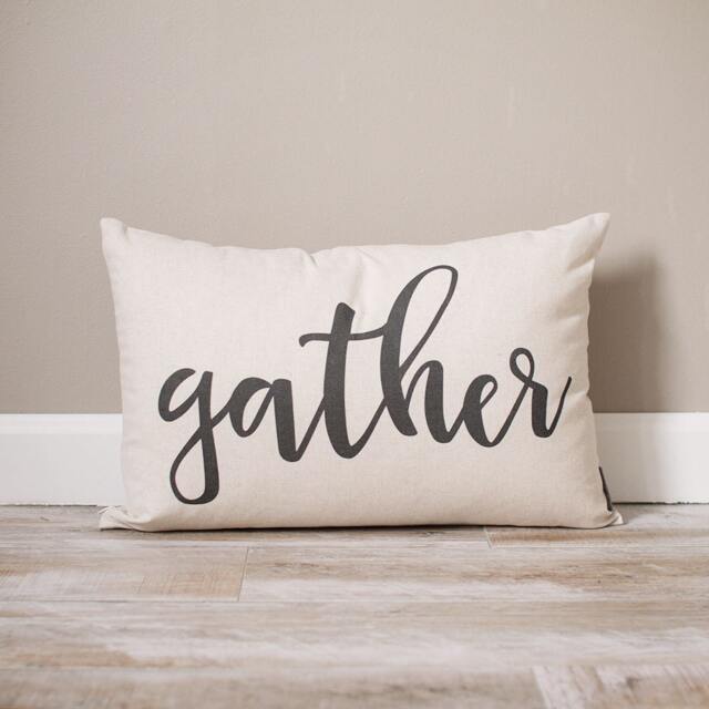 Gather Pillow - Rustic Fall Housewarming Gift Farmhouse Decor Decorative Pillows - image 1