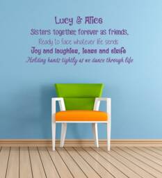 Personalised Sisters Together Poem, Quote, Vinyl Wall Art Sticker Decal Mural. Home, Decor. Children's Bedroom, Playroom. Siblings - thumbnail 1