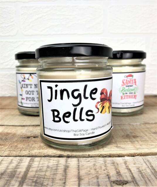 Christmas Jingle Bells Candle Highly Scented Soy Wax - image 1