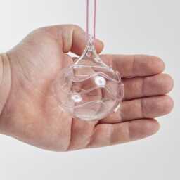 Pink Waves Glass Bauble Ornament, Handblown Charm, Handmade Christmas Decor - thumbnail 3