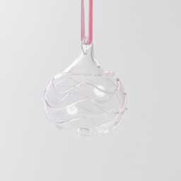 Pink Waves Glass Bauble Ornament, Handblown Charm, Handmade Christmas Decor - thumbnail 1